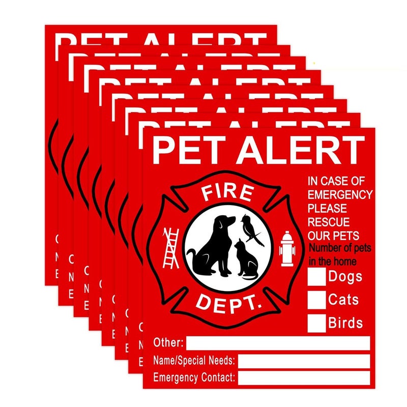 Remarkable Pet Inside Sticker - 8 Pack Pet Alert Safety Fire Rescue Sticker Decal-Save Our Cat/Dog Pets in a Fire Emergency, Firefighters Will See Alert on The Window, Door, or House and Rescue Our Family. - Image 1
